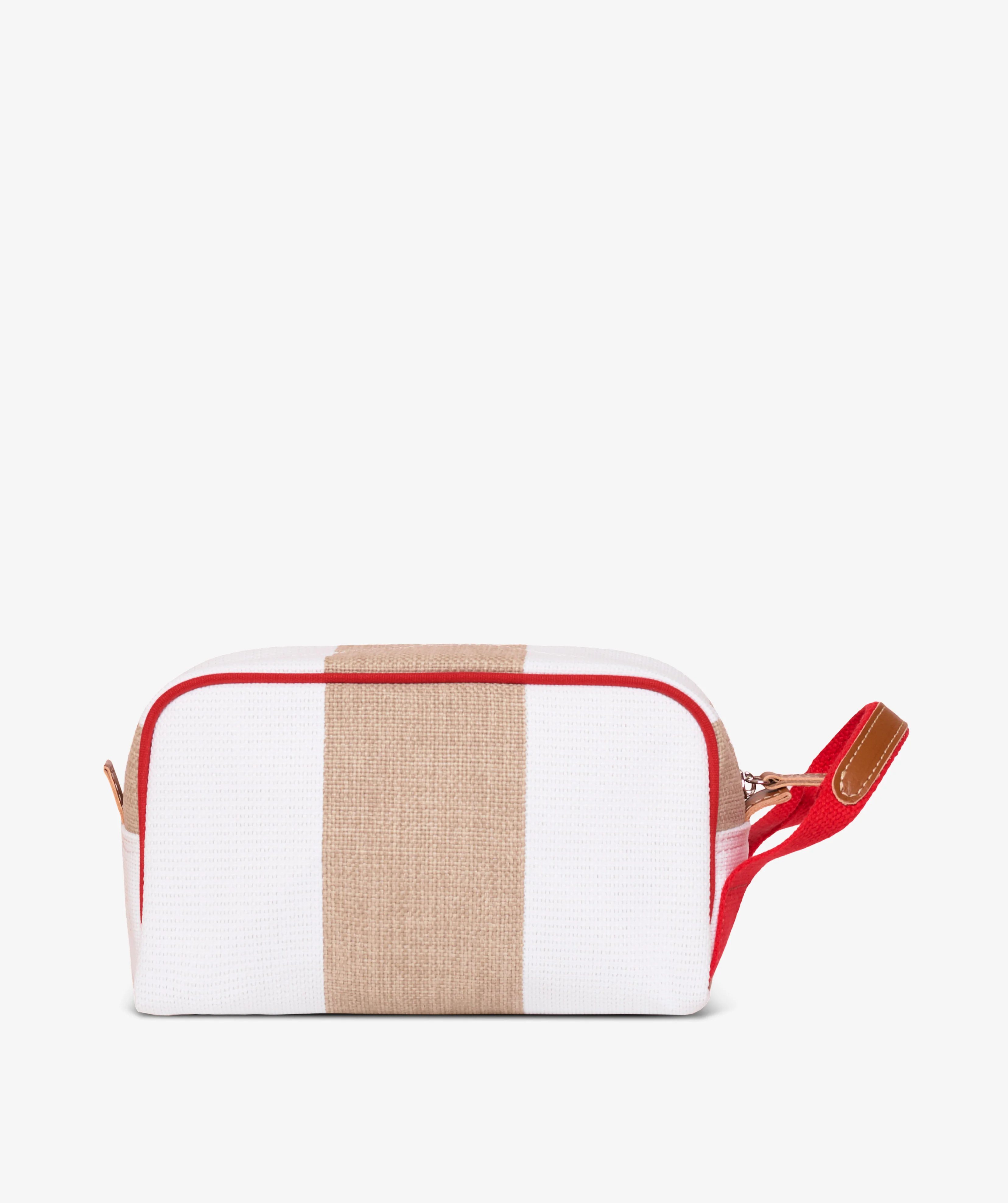 Boston Beauty Case Stripe in White/Sand