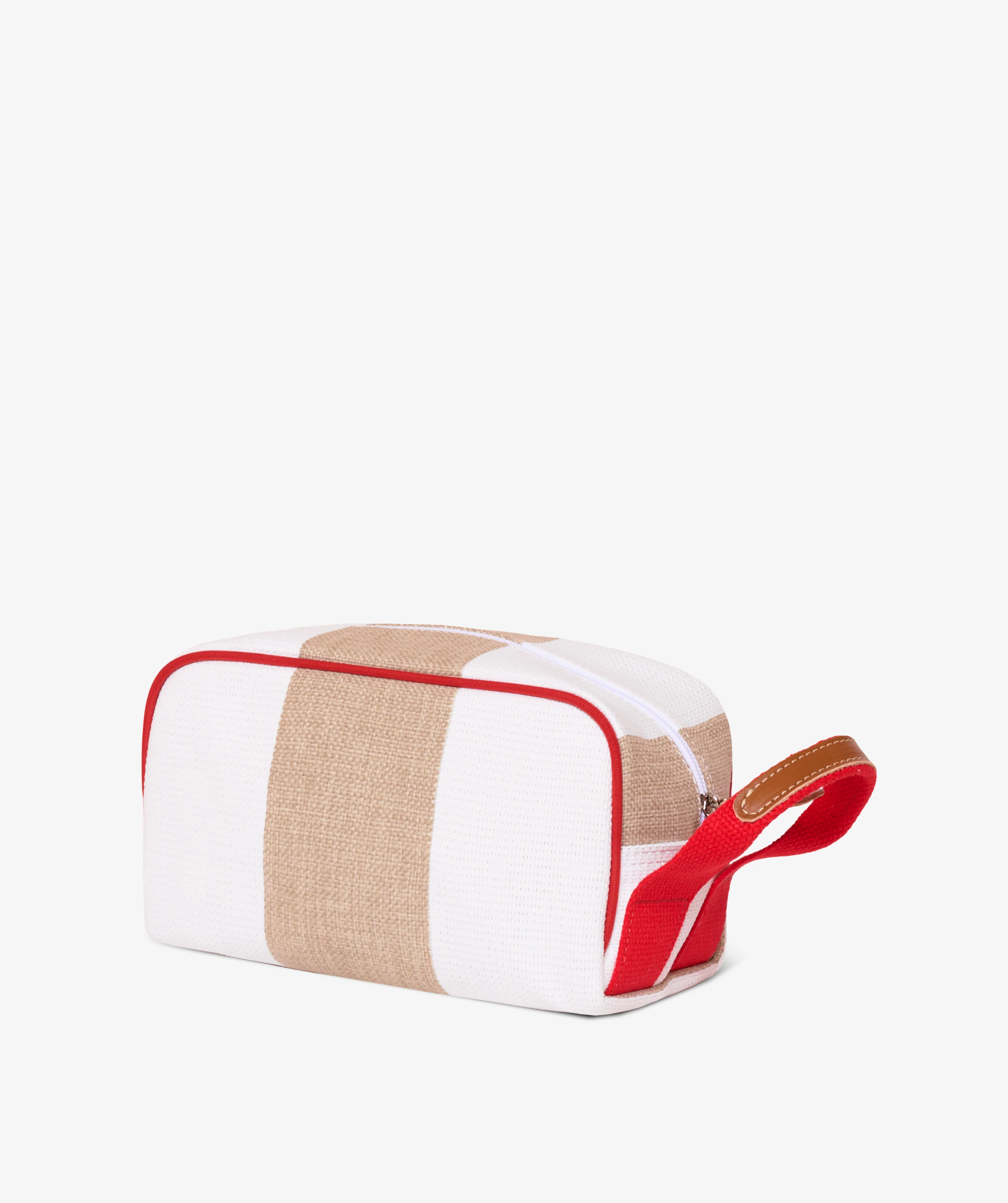 Boston Beauty Case Stripe in White/Sand - Image 2
