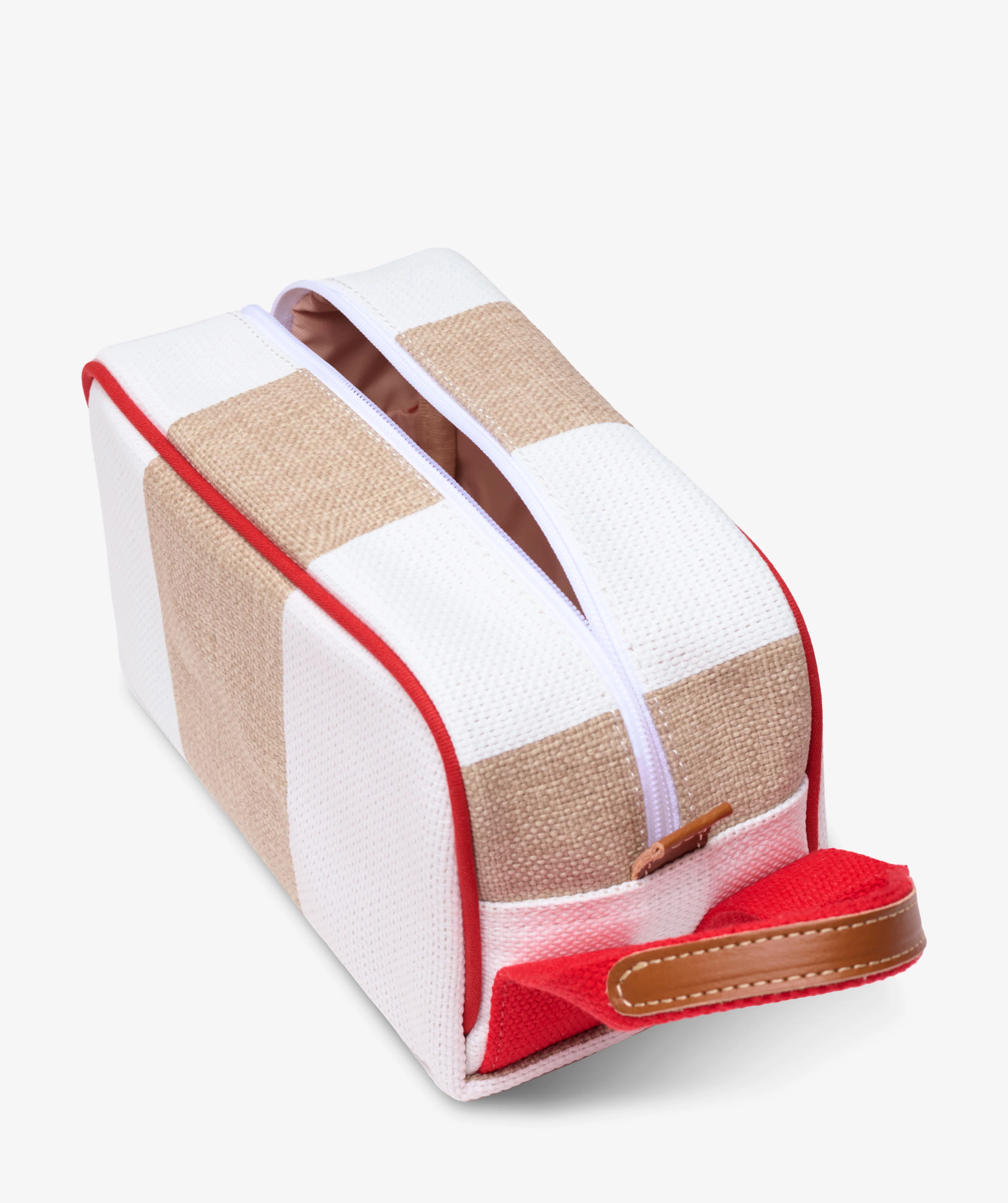 Boston Beauty Case Stripe in White/Sand - Image 3