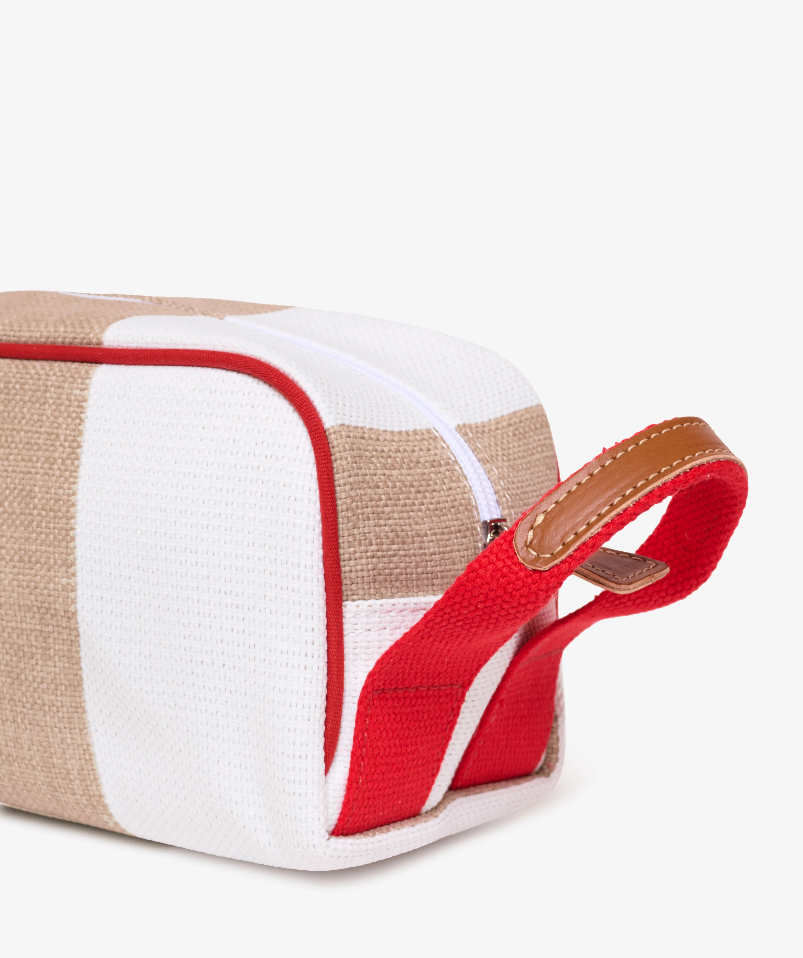 Boston Beauty Case Stripe in White/Sand - Image 4