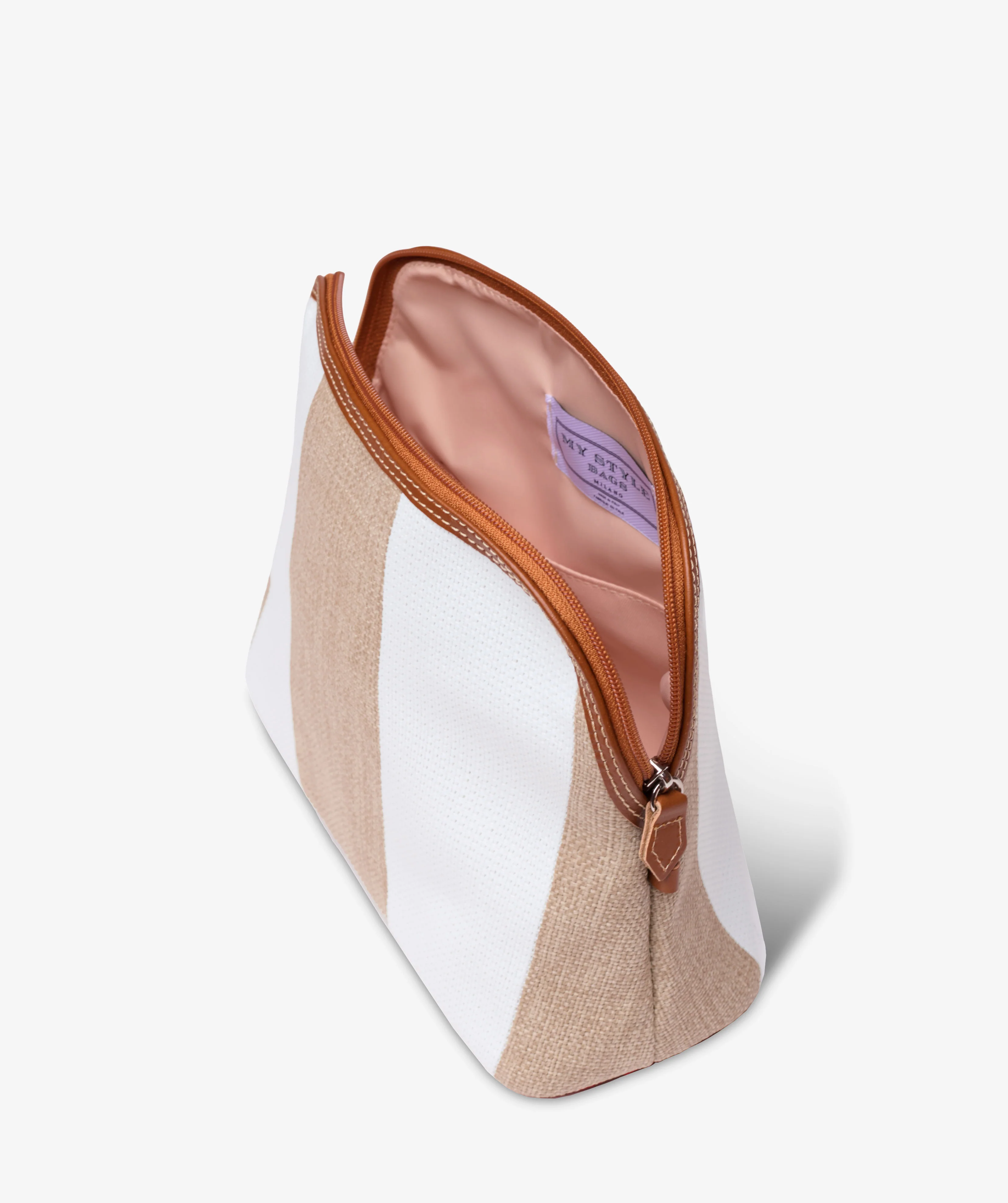 Trousse Large Stripe in White/Sand - Image 3