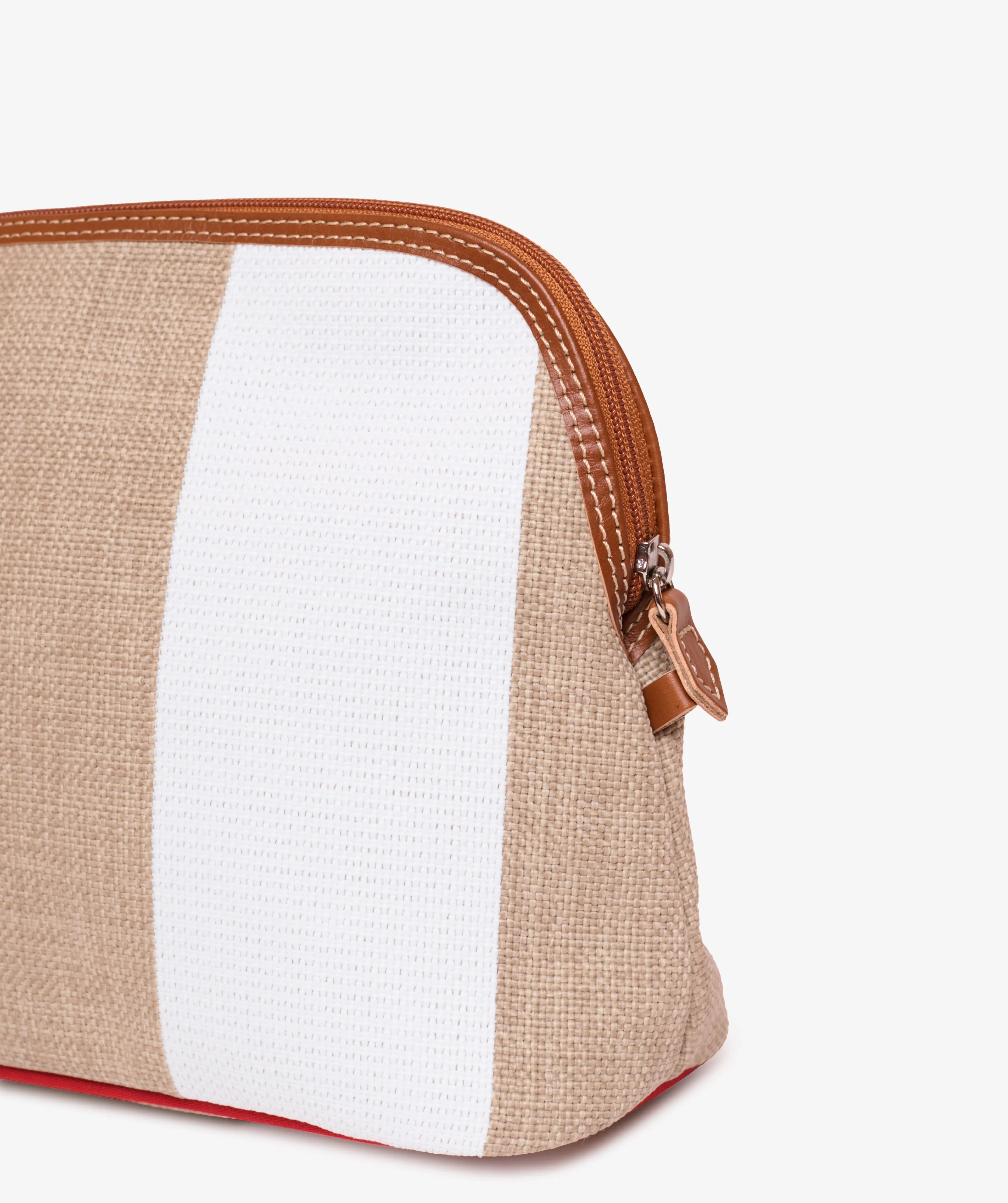Trousse Large Stripe in White/Sand - Image 4