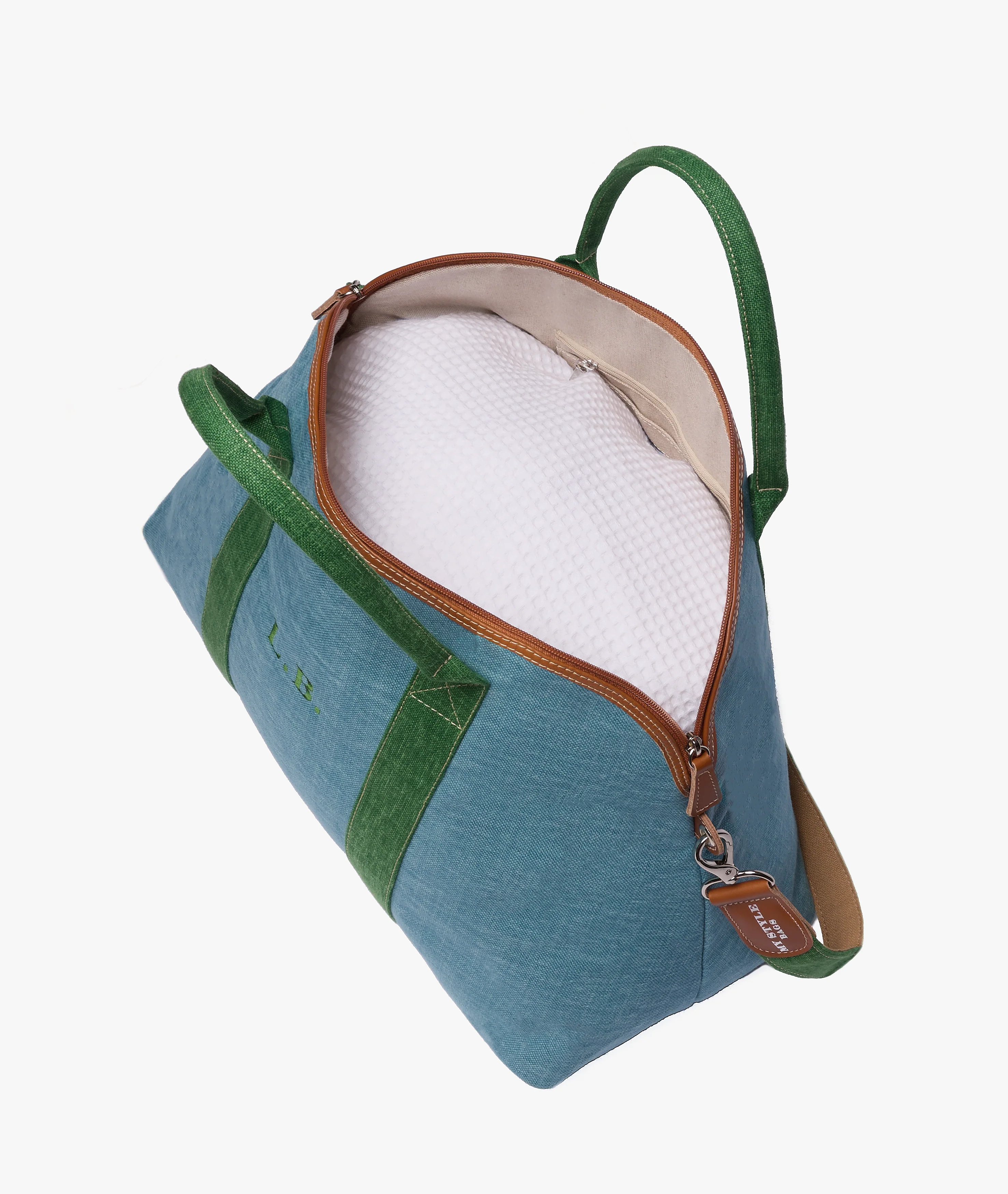 London Duffel Bag Procida in Light Blue/Green - Image 3