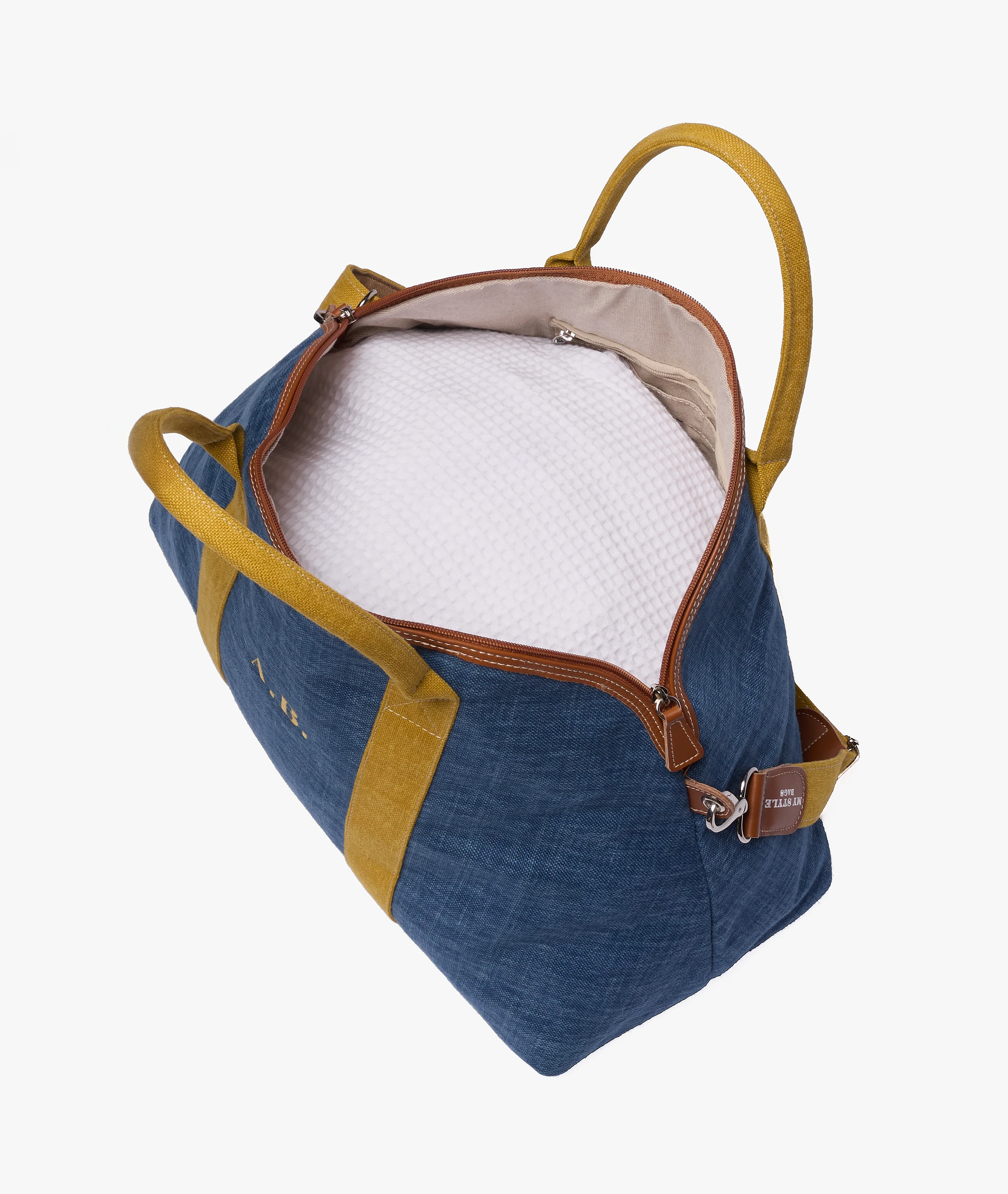 London Duffel Bag Procida in Denim/Ochre - Image 3