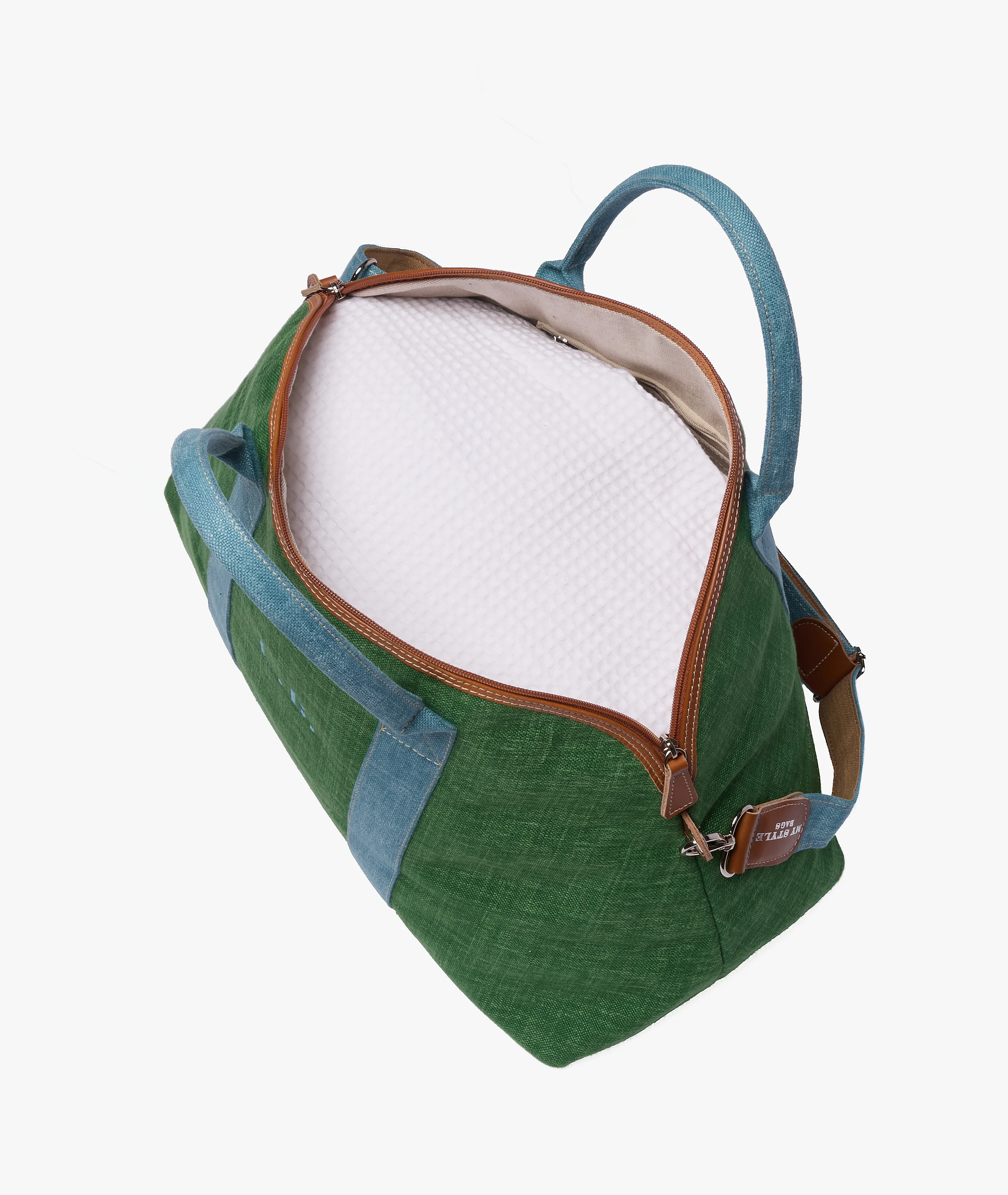 London Duffel Bag Procida in Green/Light Blue - Image 3