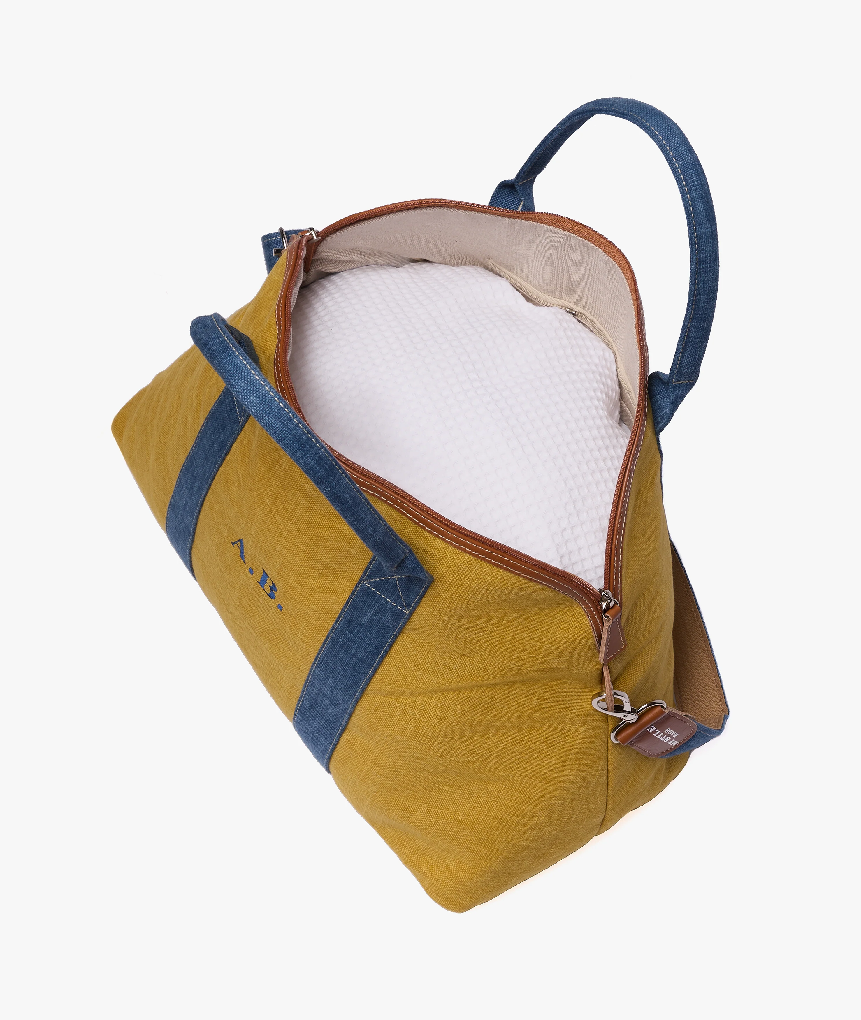 London Duffel Bag Procida in Ochre/Denim - Image 3