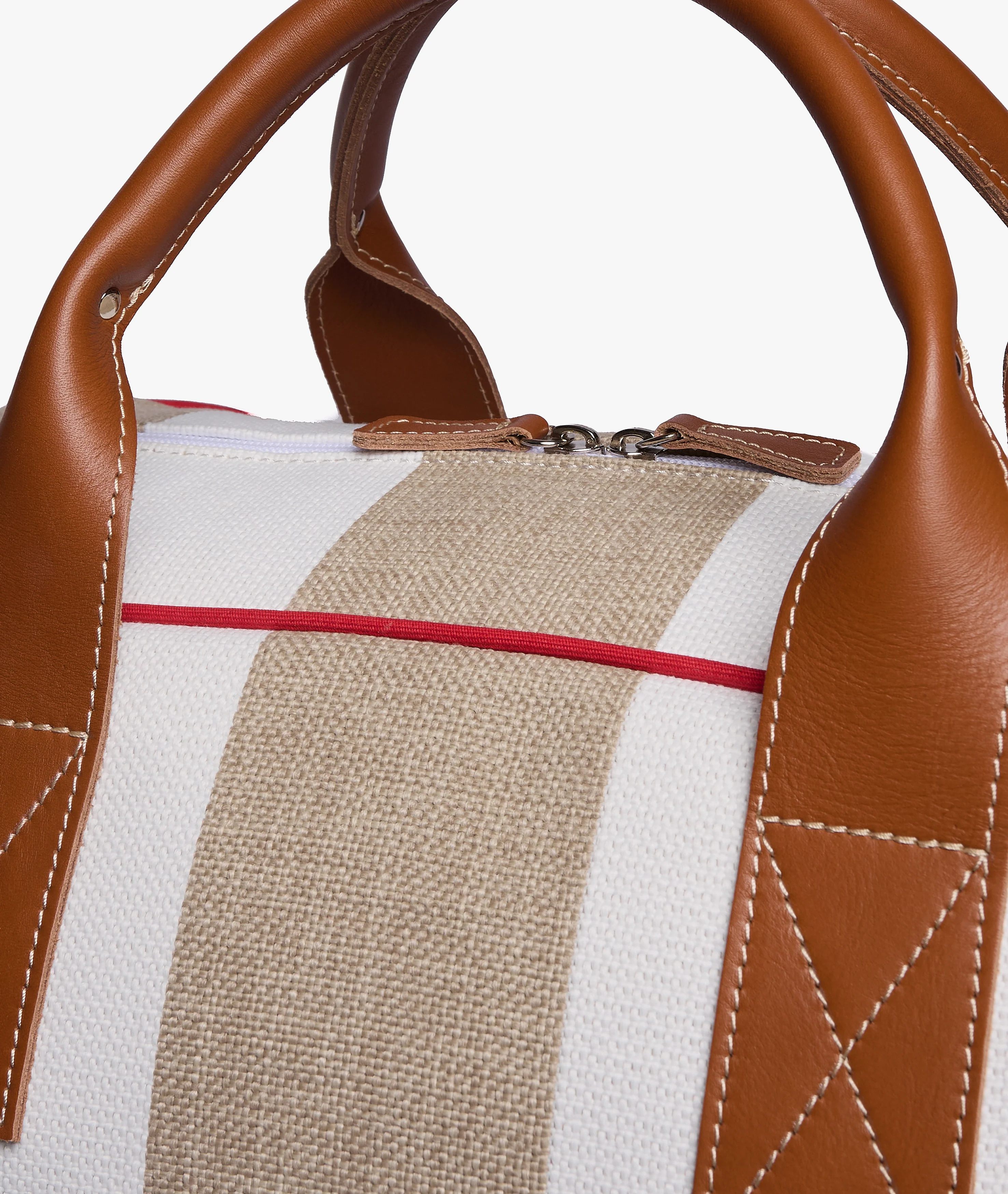 Standford Duffel Bag Stripe in White/Sand - Image 4