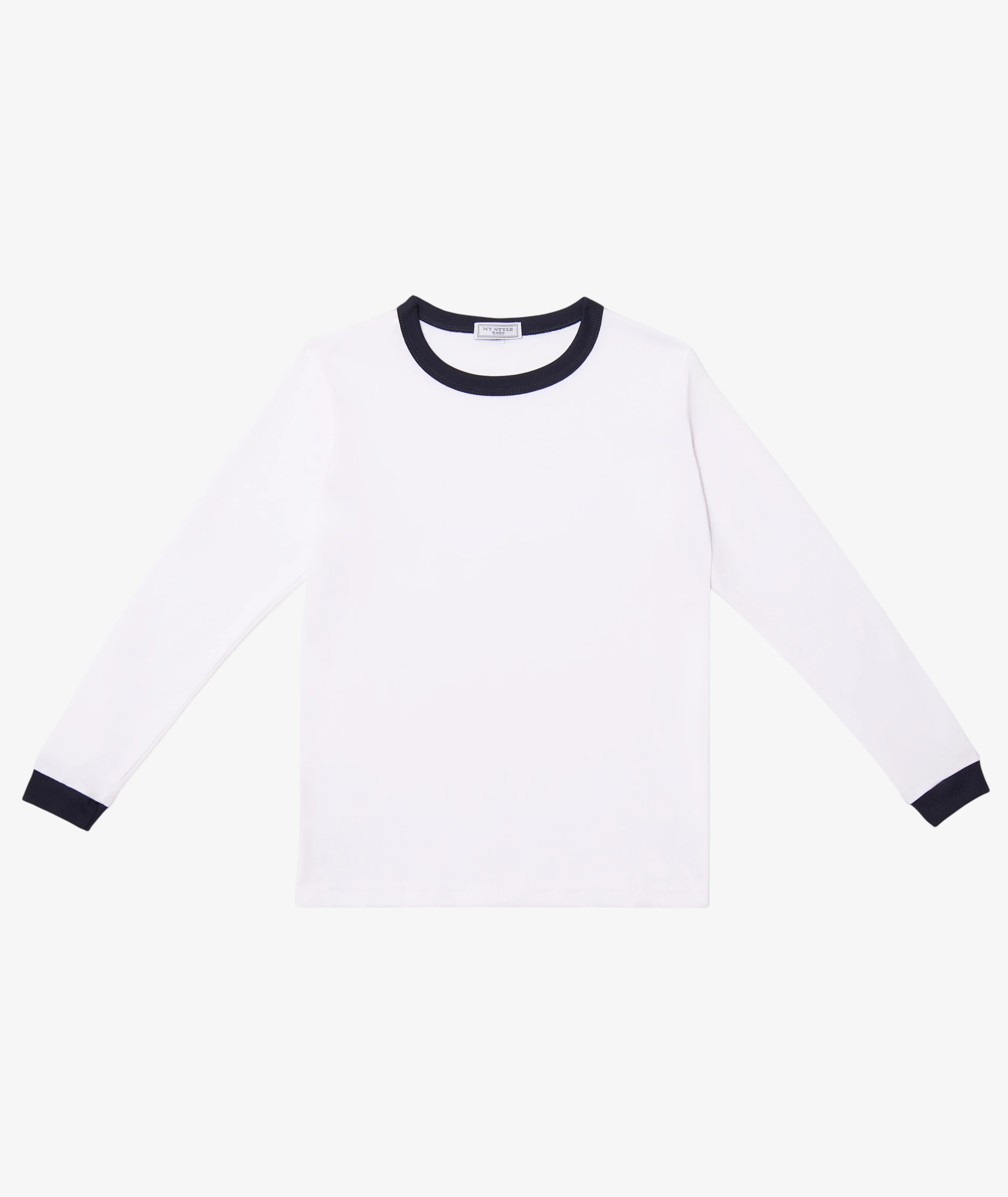 Long-Sleeve Kids’ T-Shirt – Blue Trim