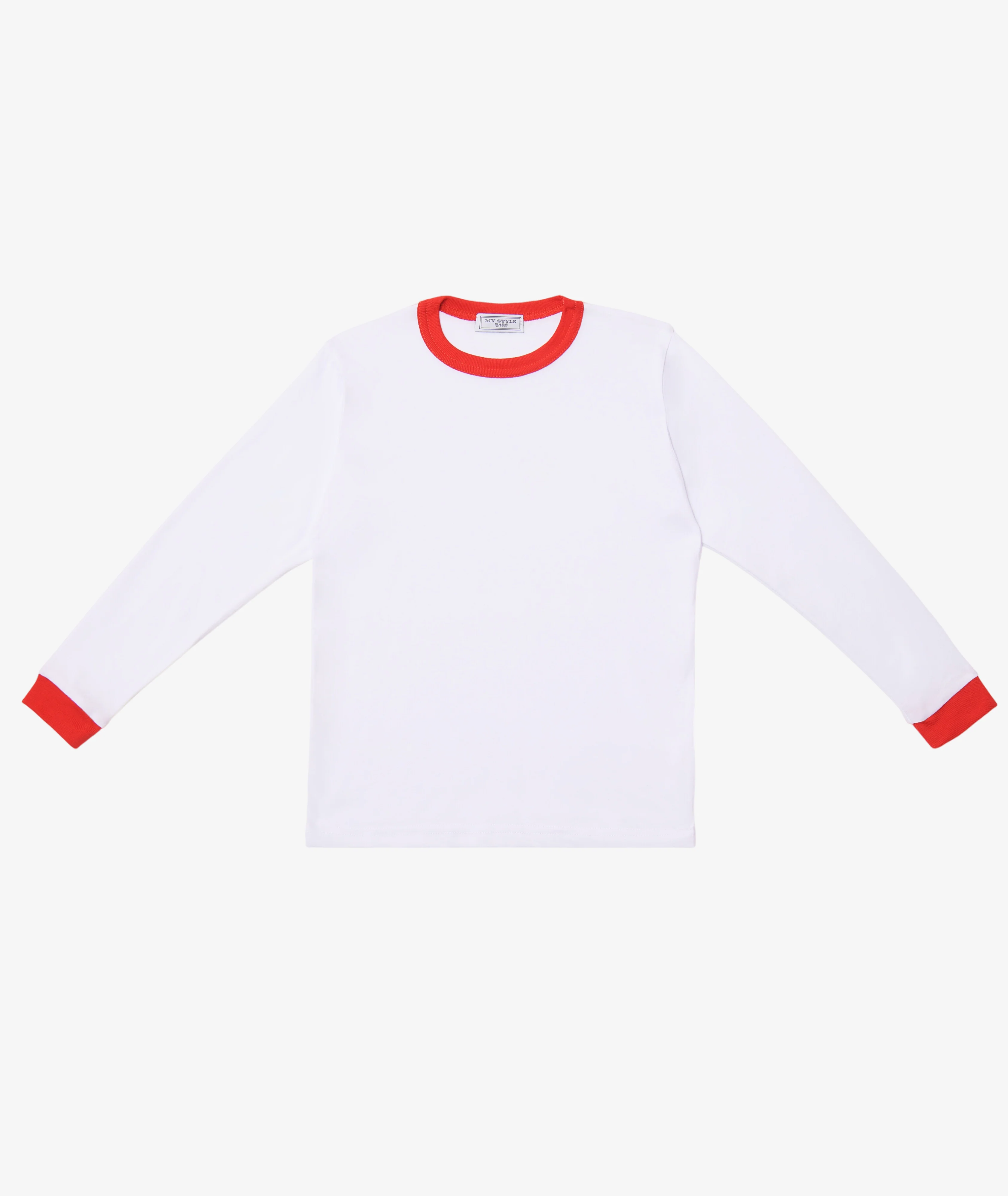 Long-Sleeve Kids’ T-Shirt – Red Trim
