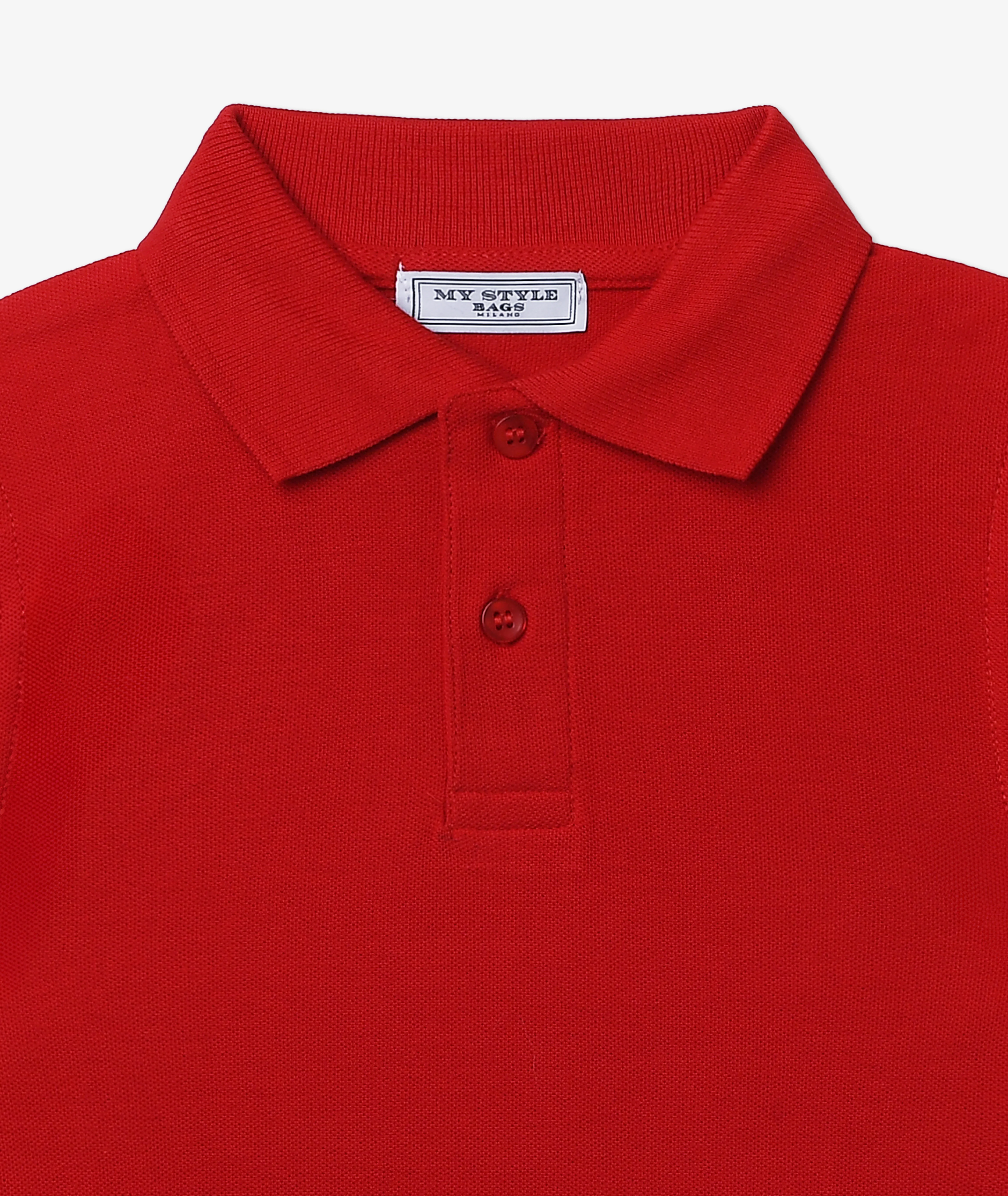 Red Long-Sleeved Polo for Babies - Image 3